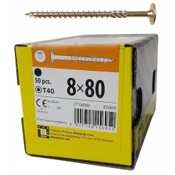 BOITE DE 50 VIS À TÊTE RONDELLE 8 x 80, EMPREINTE TORX