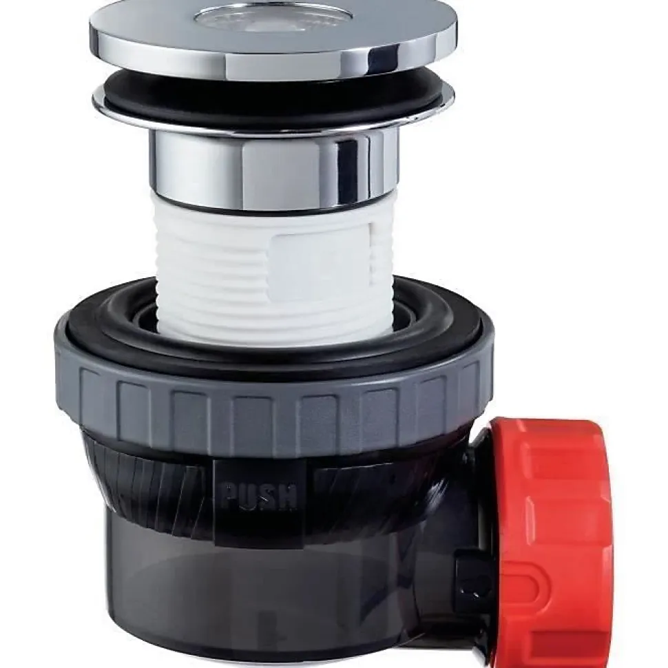 Bonde + siphon lavabo d32 quick clac - WIRQUIN - Installation rapide et facile - Noir, gris, blanc et rouge