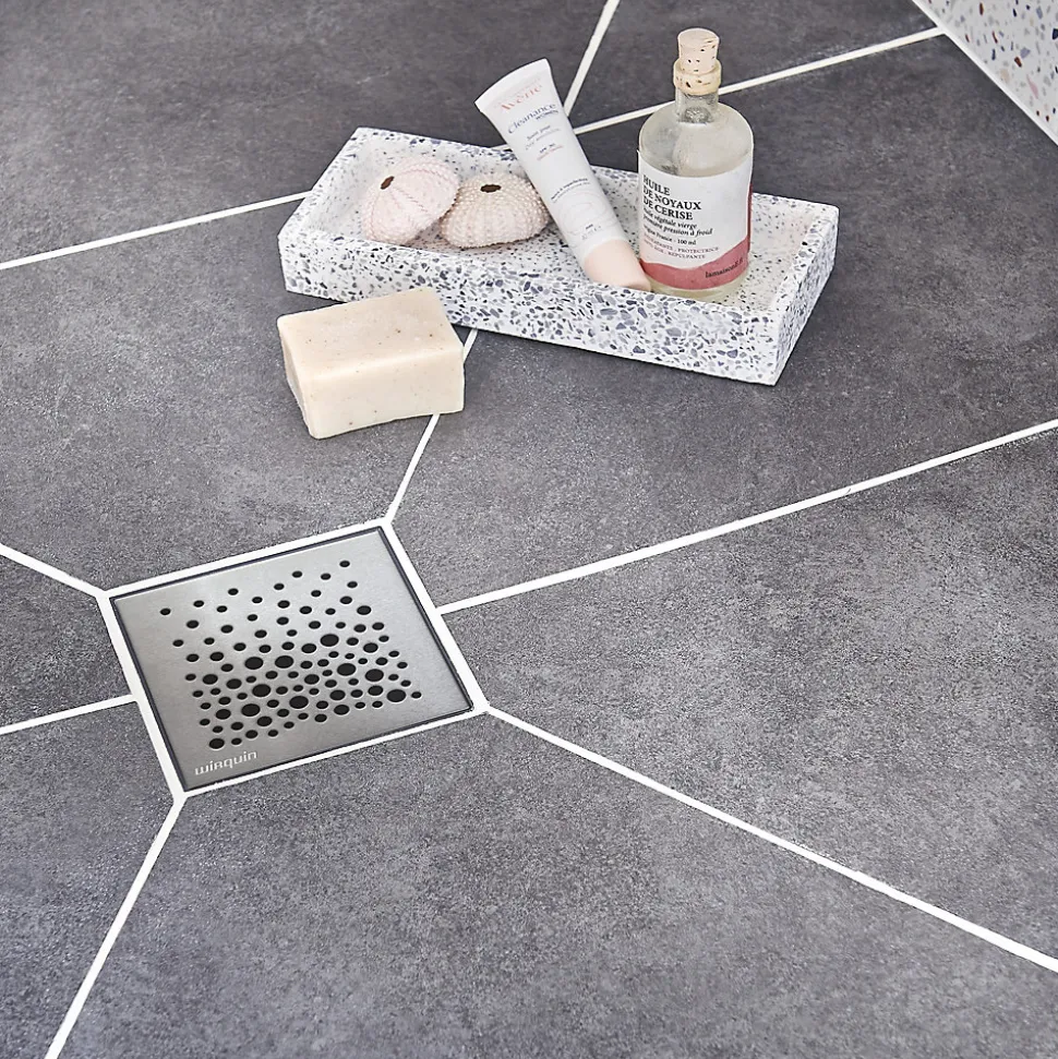 Bonde de douche à maçonner extraplate Wirquin EXPRESS'EAU MINI 115 x 115 mm