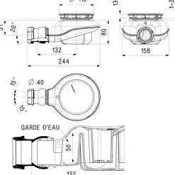 Bonde de douche siphoïde Turboflow 2 - Capot ABS - diamètre 90 mm