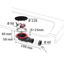 Bonde de douche Slim+ Ø118 mm noir Wirquin
