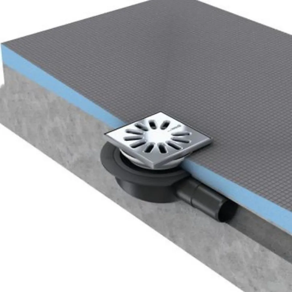 Bonde de douche sortie horizontale WEDI avec grille carrée