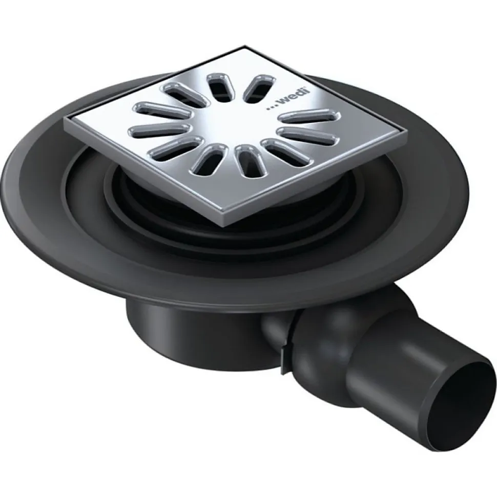 Bonde de douche sortie horizontale WEDI avec grille carrée