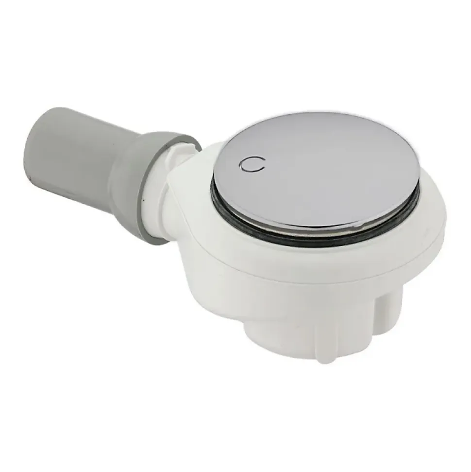 Bonde de douche sortie horizontale VILLEROY & BOCH Tempoplex Plus 90mm avec cache chromé brossé