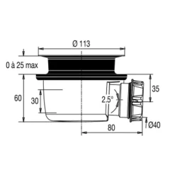Bonde de douche sortie horizontale sans capot JACOB DELAFON
