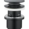 Bonde de lavabo ø 63 mm Rousseau avec clapet clic clac ou fixe effet graphite mat noir