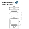 Bonde de lavabo ø 63 mm Rousseau avec clapet clic clac ou fixe effet or
