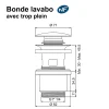 Bonde de lavabo ø 71 mm Rousseau avec clapet clic clac ou fixe