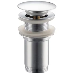 Bonde de lavabo en laiton Click-Clack modèle K LONG universelle pour lavabo 1/4 de pouce sans trop-plein chromée