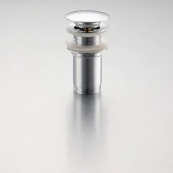Bonde de lavabo en laiton Click-Clack modèle K LONG universelle pour lavabo 1/4 de pouce sans trop-plein chromée
