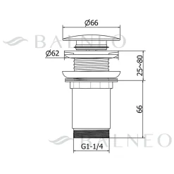 Bonde de lavabo en laiton Click-Clack modèle K LONG universelle pour lavabo 1/4 de pouce sans trop-plein chromée