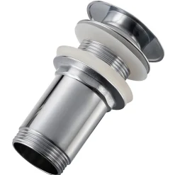 Bonde de lavabo en laiton Click-Clack modèle K LONG universelle pour lavabo 1/4 de pouce sans trop-plein chromée