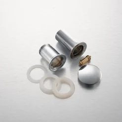 Bonde de lavabo en laiton Click-Clack modèle K LONG universelle pour lavabo 1/4 de pouce sans trop-plein chromée