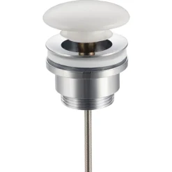 Bonde de lavabo en laiton Click-Clack modèle D universelle pour lavabo 1/4 de pouce avec tête en céramique blanche