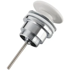 Bonde de lavabo en laiton Click-Clack modèle D universelle pour lavabo 1/4 de pouce avec tête en céramique blanche