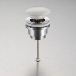 Bonde de lavabo en laiton Click-Clack modèle D universelle pour lavabo 1/4 de pouce avec tête en céramique blanche