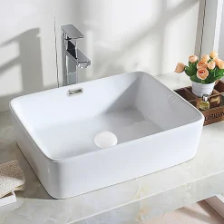 Bonde de lavabo en laiton Click-Clack modèle D universelle pour lavabo 1/4 de pouce avec tête en céramique blanche