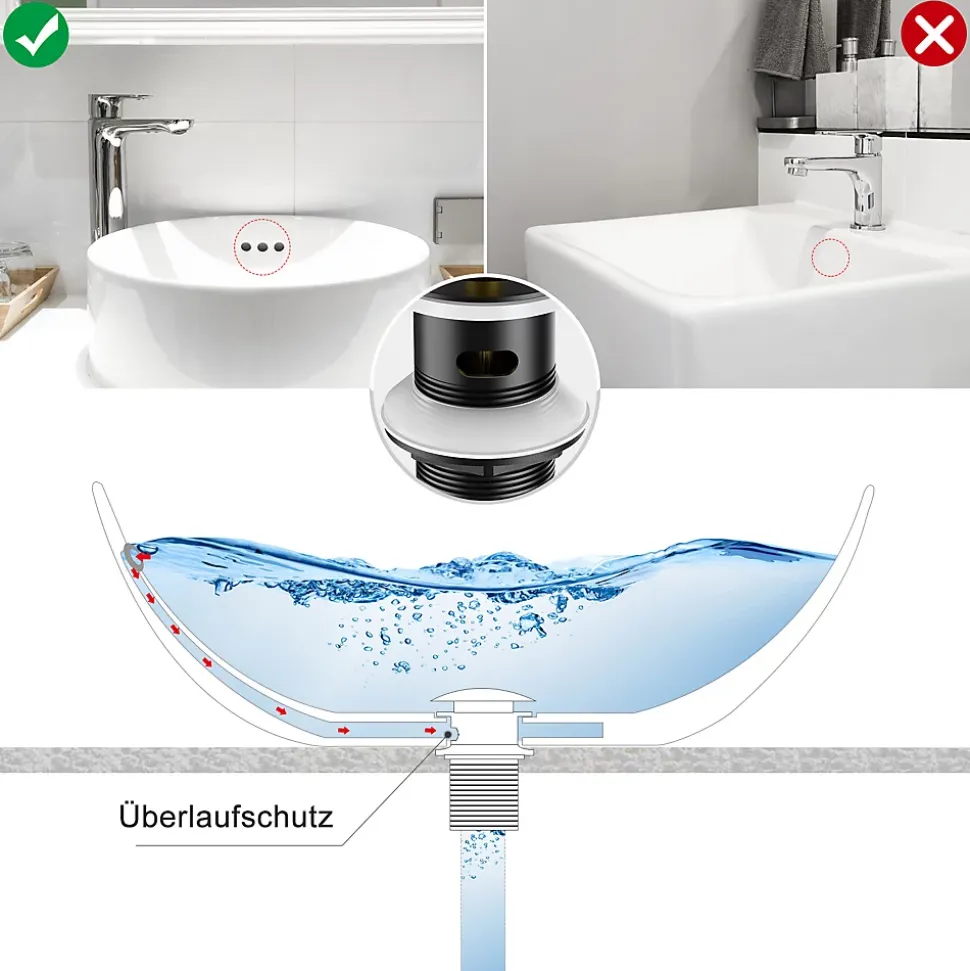 Bonde de Lavabo Pop Up en Laiton Universel AntiBlocage G 1-1/4"