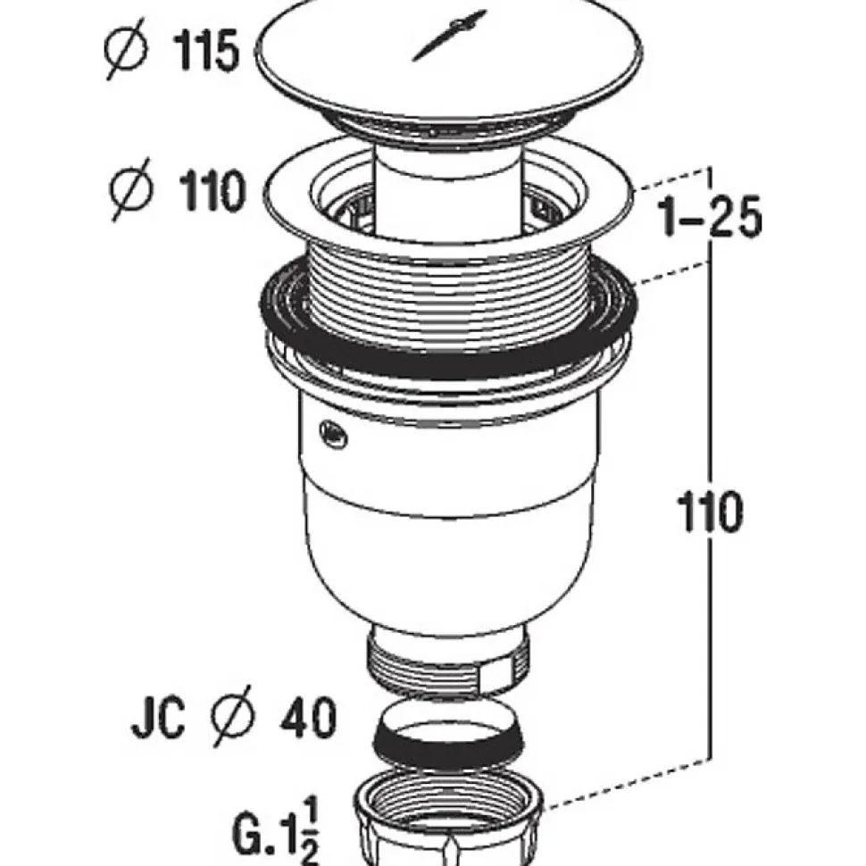 Bonde de receveur de douche sortie verticale NICOLL 90 mm avec capot en ABS Chromé