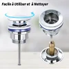 Bonde de vidage lavabo POP-UP Chromé G 1-1/4" - avec ou sans Trop Plein