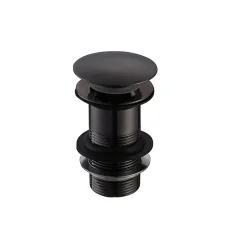 Bonde lavabo noir mat pour vasques sans trop-plein