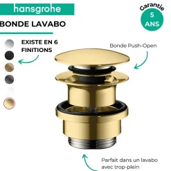 Bonde lavabo Push-open HANSGROHE aspect doré poli