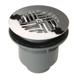 Bonde siphoïde PVC à grille Pour receveur avec orifice diam : 90 mm - Sortie : horizontale