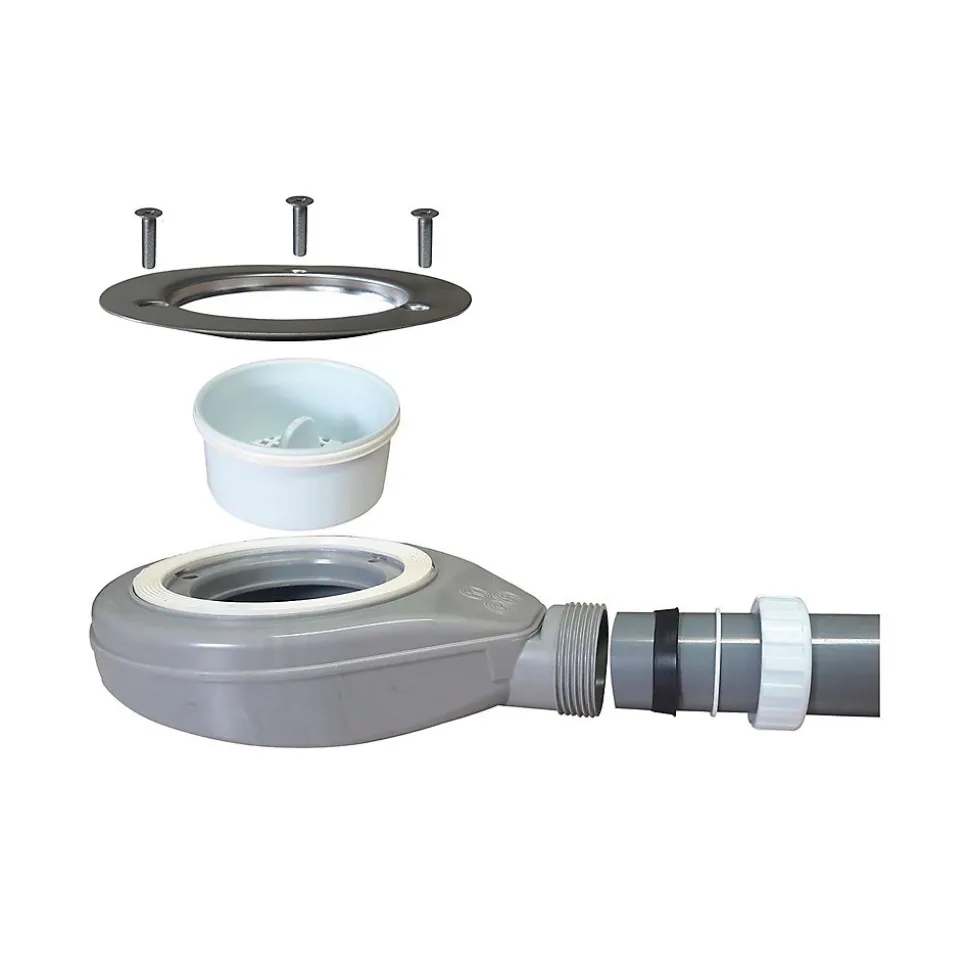 Bonde siphon diam. 90 mm extraplate universelle à évacuation horizontale pour receveur de douche, sortie en 40 mm