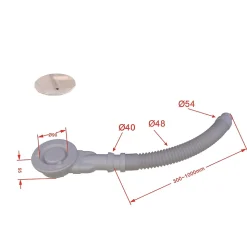 Bonde Siphon extra-plat avec tuyau flexible - Diamètre 90 mm - Siphon de douche - Installation facile et gain de place