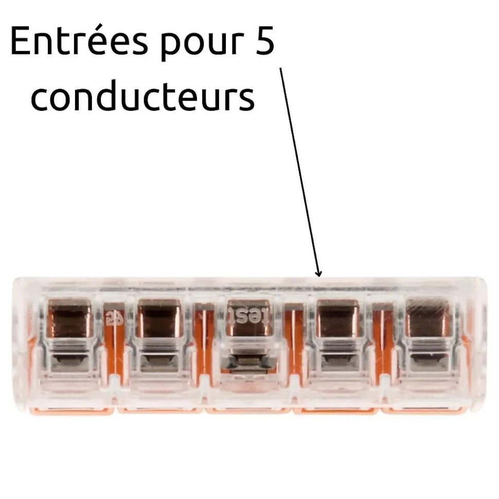 Borne de raccordement S221 5 conducteurs - leviers 4mm² - Wago