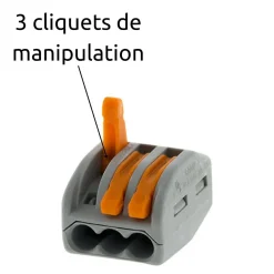 Borne rapide automatique à cliquet S222 - 3 entrées - Wago