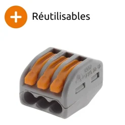 Borne rapide automatique à cliquet S222 - 3 entrées - Wago