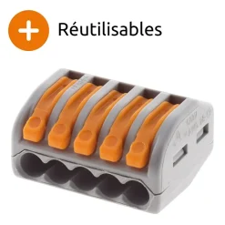 Borne rapide automatique à cliquet S222 - 5 entrées - Wago