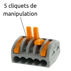 Borne rapide automatique à cliquet S222 - 5 entrées - Wago