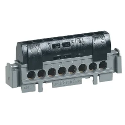 Bornier Phase Legrand Lexic 8 Bornes Câble 1,5 À 16 Mm² Noir