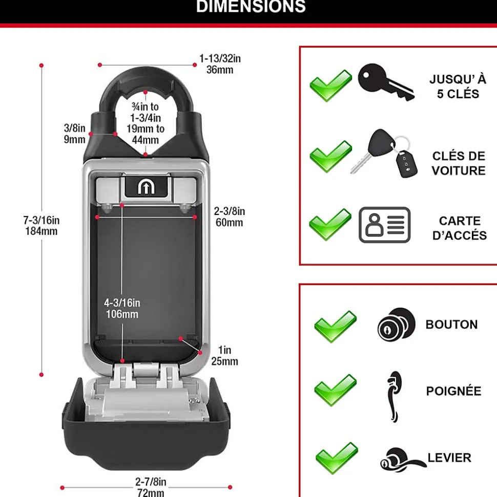 Boîte à clé à anse rétractable Masterlock Select Acess 5420EURD