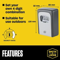 Boîte à clé sécurisée à combinaison programmable Smith & Locke
