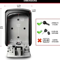 Boîte à clés sécurisée à combinaison programmable et fixation murale Master Lock