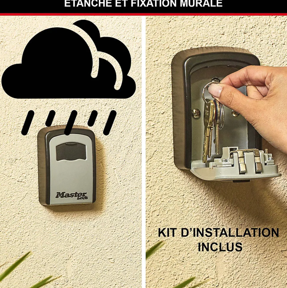 Boîte à clés sécurisée à combinaison programmable et fixation murale Master Lock
