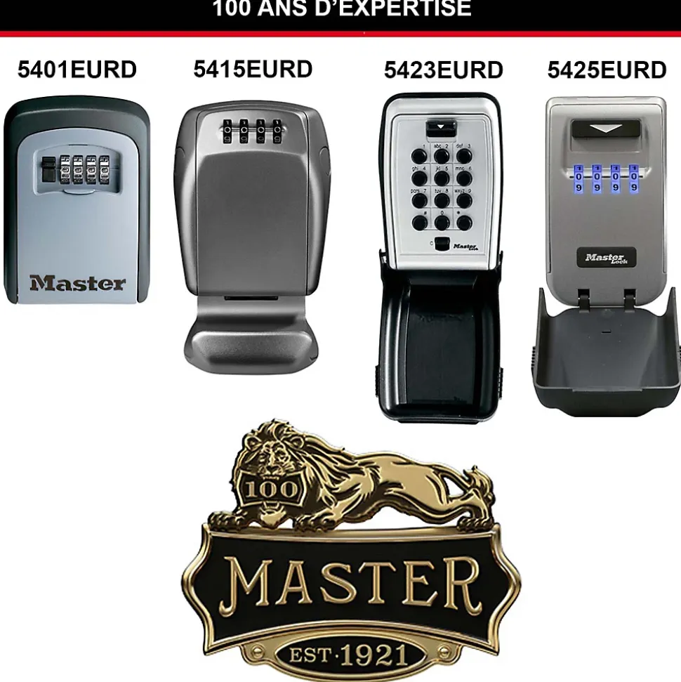 Boîte à clés sécurisée à combinaison programmable et fixation murale Master Lock