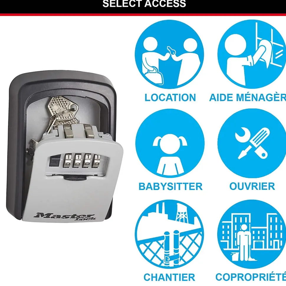 Boîte à clés sécurisée à combinaison programmable et fixation murale Master Lock