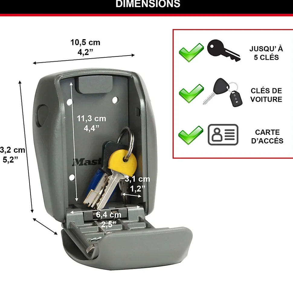 Boîte à clés sécurisée haute sécurité fixation murale Master Lock