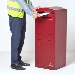 Boîte aux lettres 1 porte Boîte à colis SMART PARCEL BOX Large Bordeaux en acier