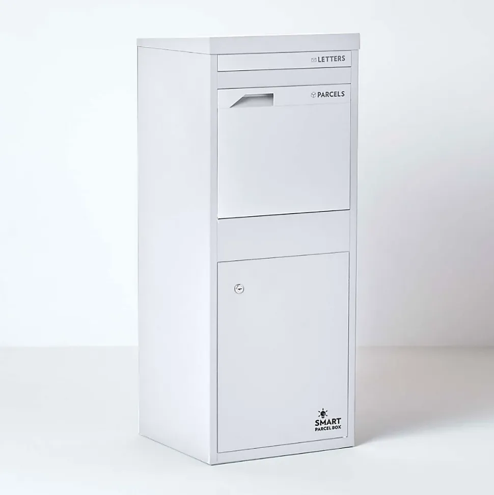 Boîte aux lettres 2 portes Boîte à colis SMART PARCEL BOX Large Blanc en acier