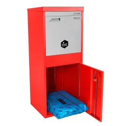 Boîte aux lettres 2 portes Boîte à colis SMART PARCEL BOX Large Rouge en acier