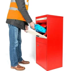 Boîte aux lettres 2 portes Boîte à colis SMART PARCEL BOX Large Rouge en acier