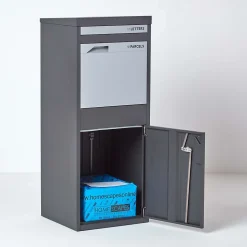 Boîte aux lettres 2 portes Boîte à colis SMART PARCEL BOX Large Gris foncé en acier