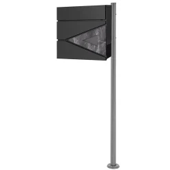 Boîte aux lettres anthracite / triangle noir aspect marbre avec support argenté
