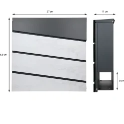 Boîte aux lettres anthracite/aspect marbre sur pied argenté en acier + clés