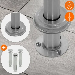 Boîte aux lettres anthracite-argent avec support métallisé 120cm+ kit de montage